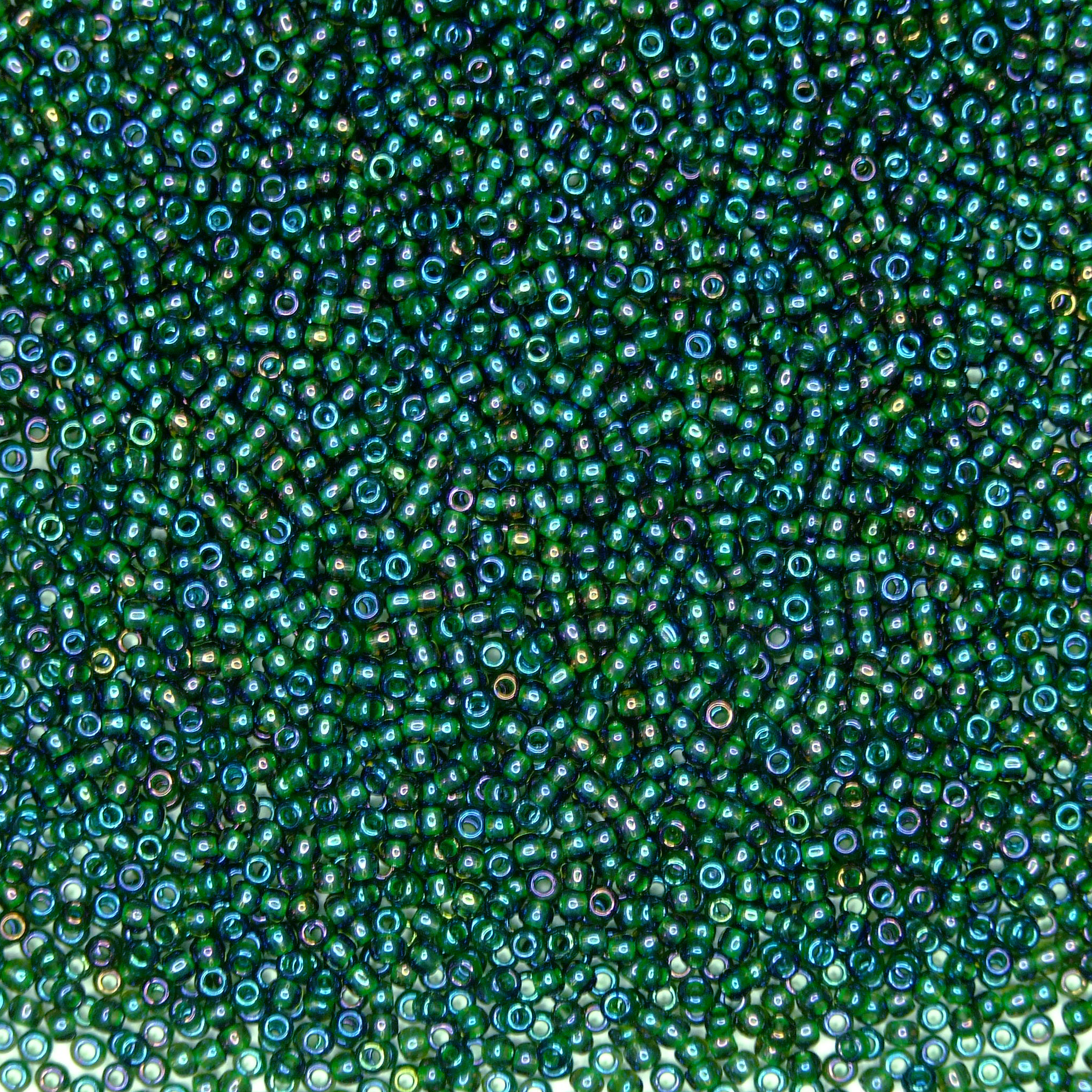 TOHO Seed Beads 384 Inside Color Rain Montana Blue Opaque Green Lined beads mouse