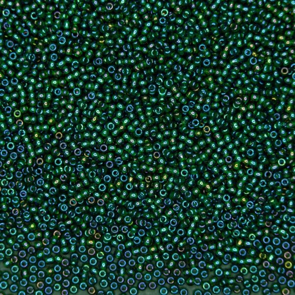 TOHO Seed Beads 384 Inside Color Rain Montana Blue Opaque Green Lined beads mouse