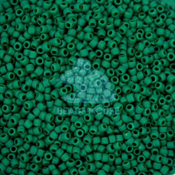 TOHO Seed Beads 47HF Opaque Frosted Pine Green beadsmouse.co.uk