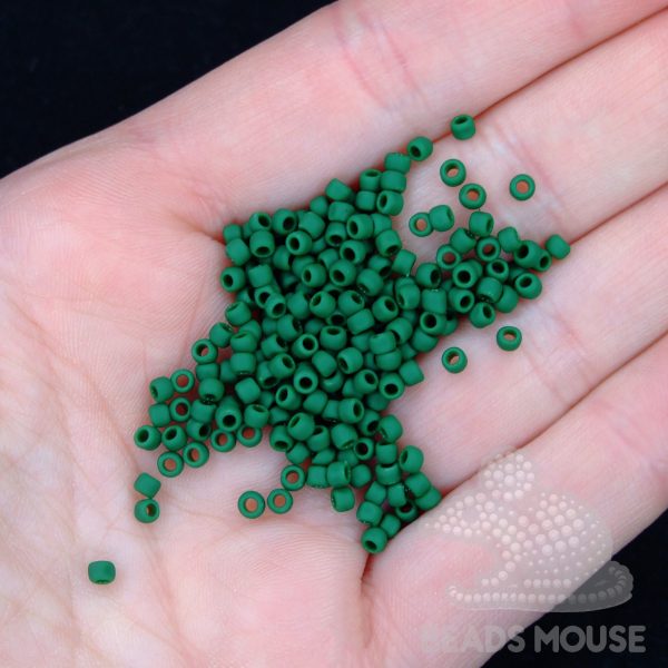 TOHO Seed Beads 47HF Opaque Frosted Pine Green beadsmouse.co.uk