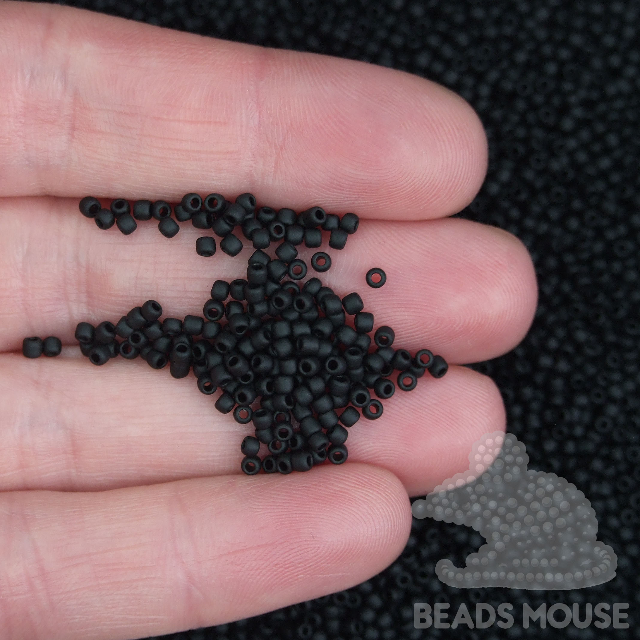 TOHO Seed Beads 49F Opaque Frosted Jet beadsmouse.co.uk
