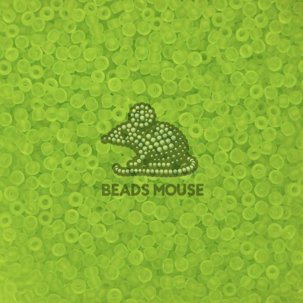 TOHO Seed Beads 4F Transparent Frosted Lime Green beads mouse