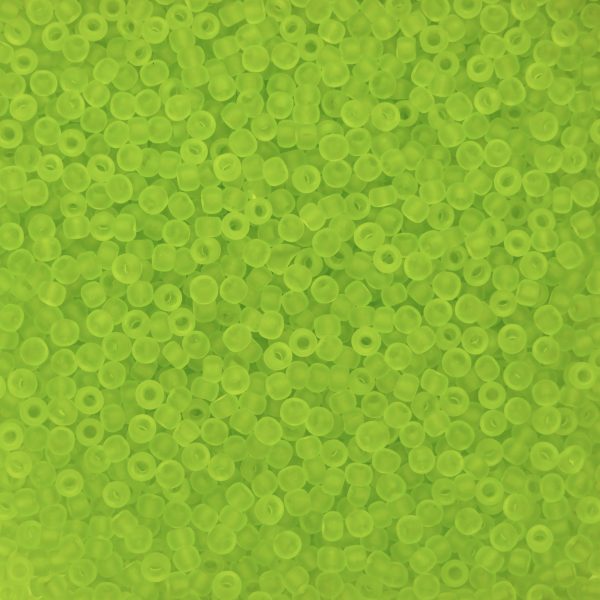 TOHO Seed Beads 4F Transparent Frosted Lime Green beads mouse