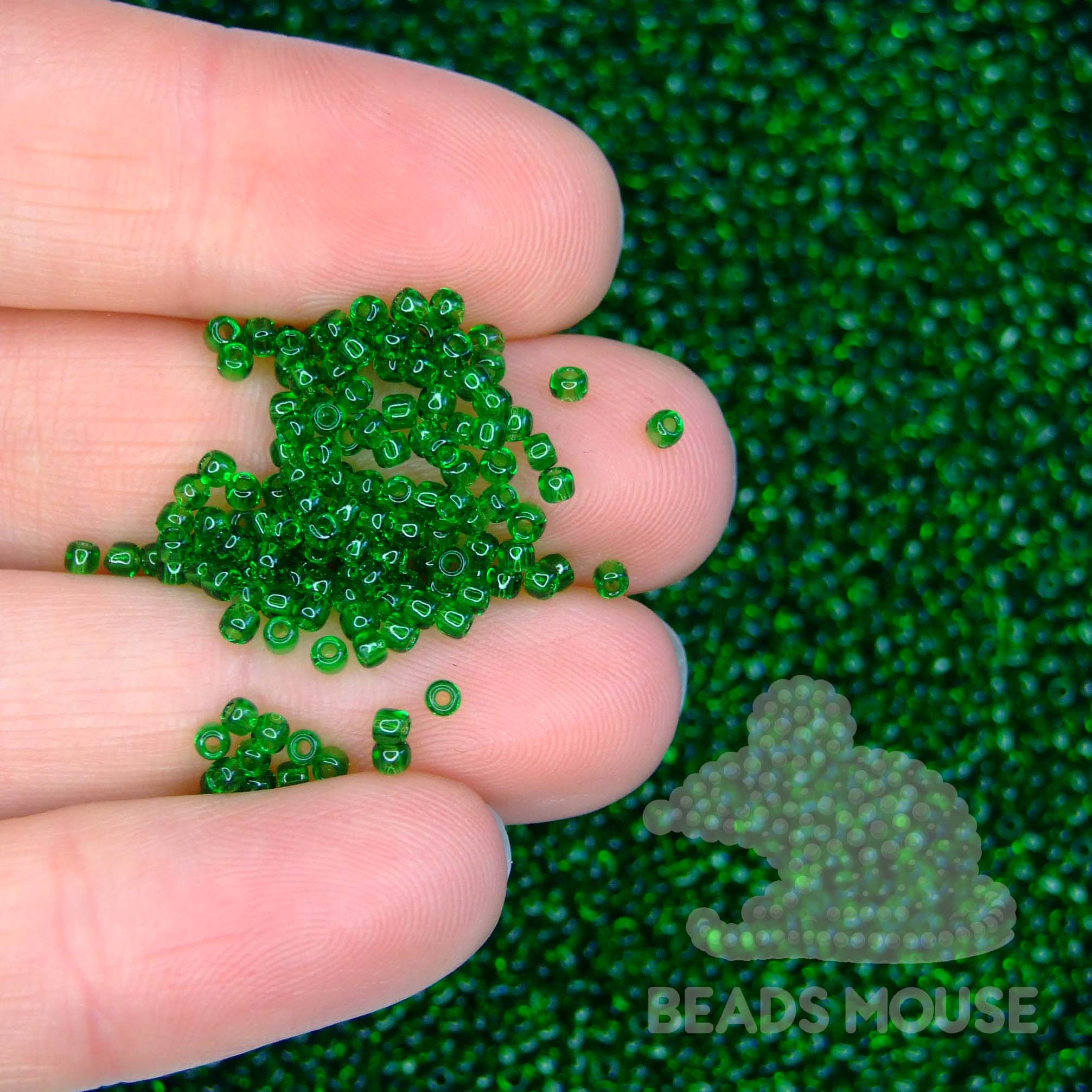 TOHO Seed Beads 7B Transparent Grass Green beadsmouse.co.uk