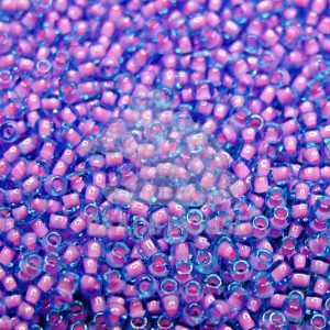 TOHO Seed Beads 937 Inside Color Aqua Bubble Gum Pink Lined 6 beads mouse