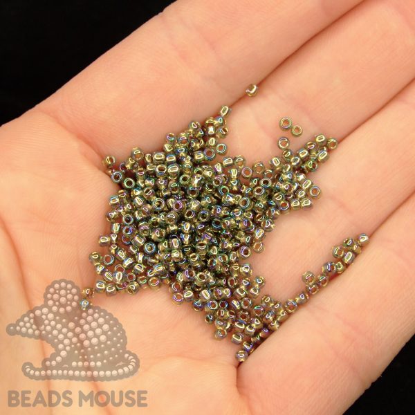 TOHO Seed Beads 999 Gold Lined Black Diamond Rainbow beadsmouse.co.uk