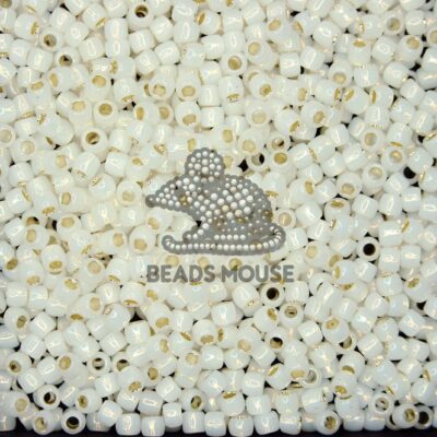 TOHO Seed Beads 2100 Silver Lined Milky White beadsmouse.co.uk