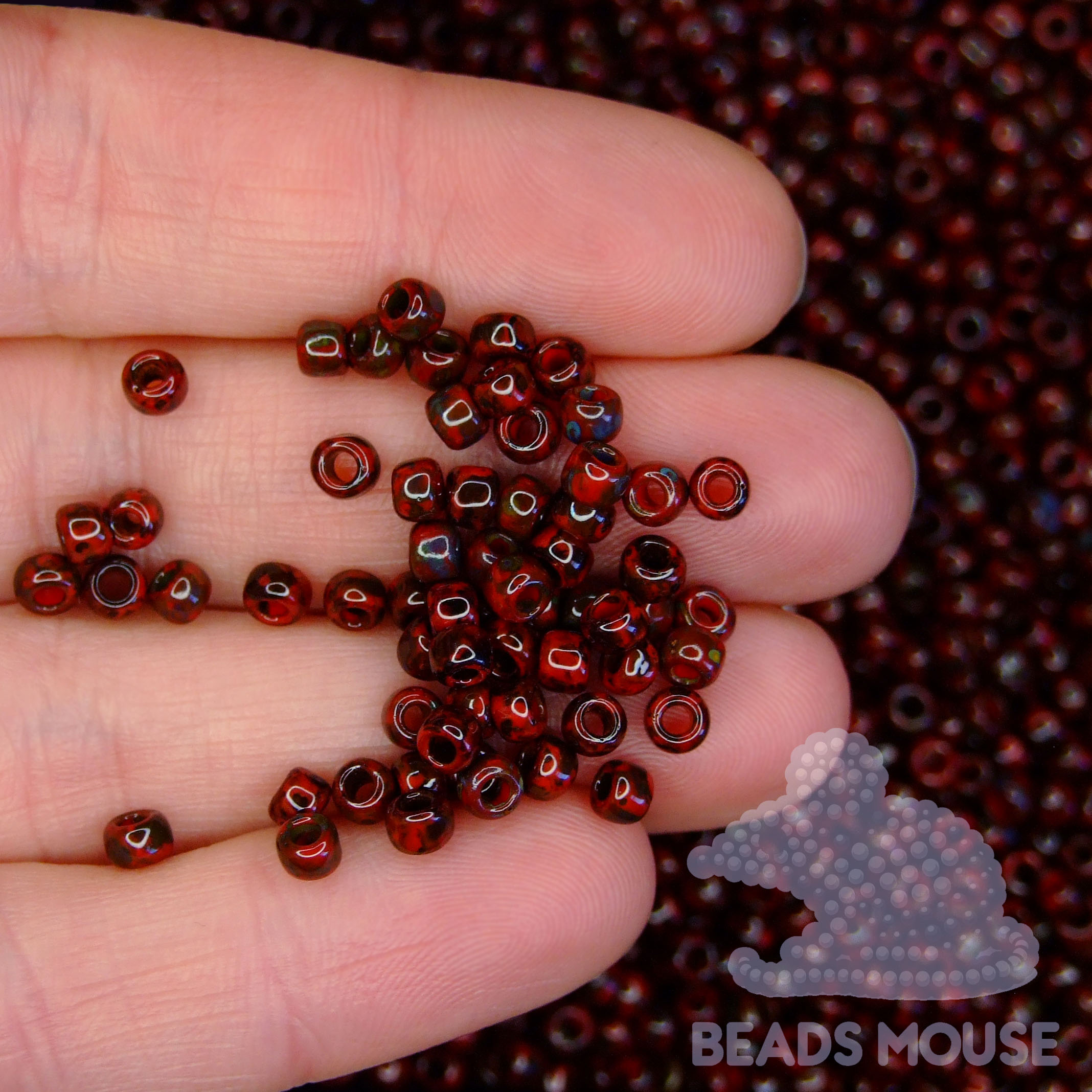 TOHO Seed Beads Y304 HYBRID Pepper Red Picasso beadsmouse.co.uk