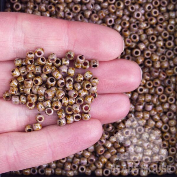 TOHO Seed Beads Y311 HYBRID Opaque Lavender Picasso beadsmouse.co.uk