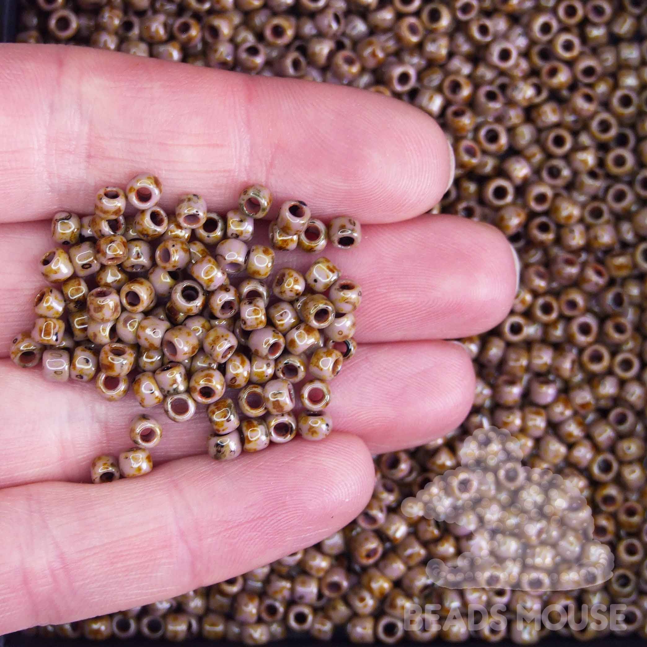 TOHO Seed Beads Y311 HYBRID Opaque Lavender Picasso beadsmouse.co.uk