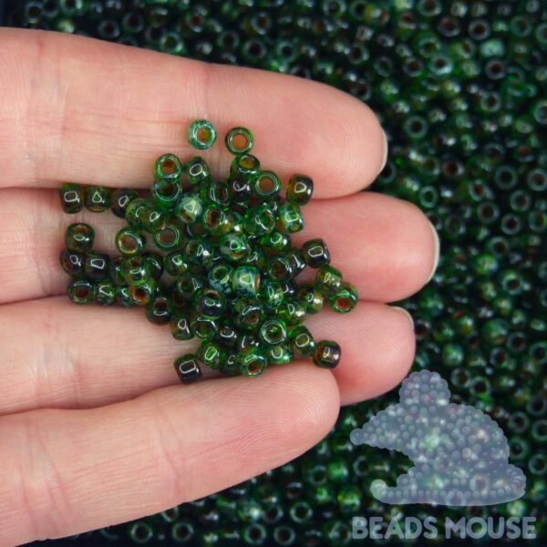 TOHO Seed Beads Y318 HYBRID Picasso Transparent Peridot beadsmouse.co.uk