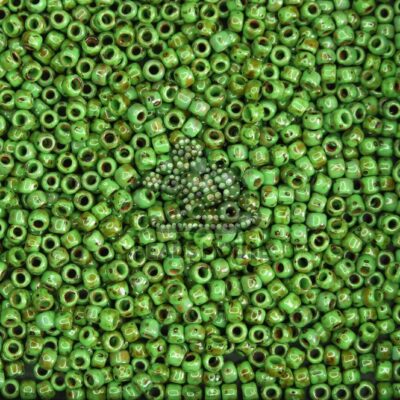 TOHO Seed Beads Y321 HYBRID Opaque Mint Green Picasso beadsmouse.co.uk