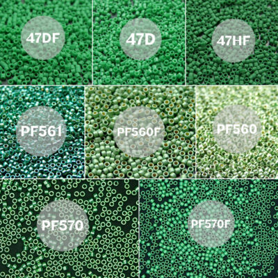 TOHO Treasure Seed Beads 8 Green Colours PermaFinish BEADSMOUSE.CO.UK