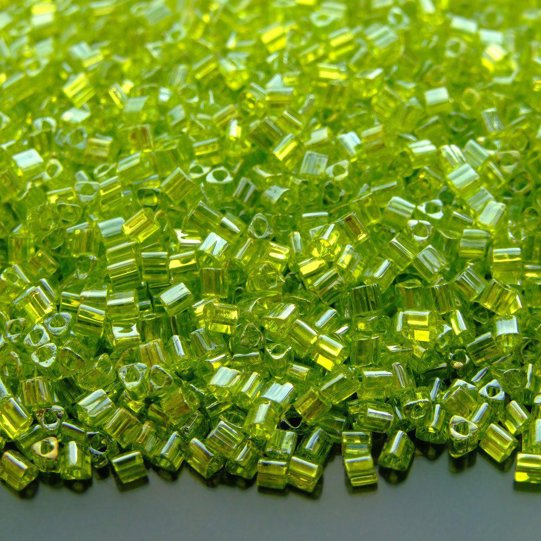 TOHO Triangle Beads 105 Transparent Lime Green Luster TG-11-105 beadsmouse.co.uk 01