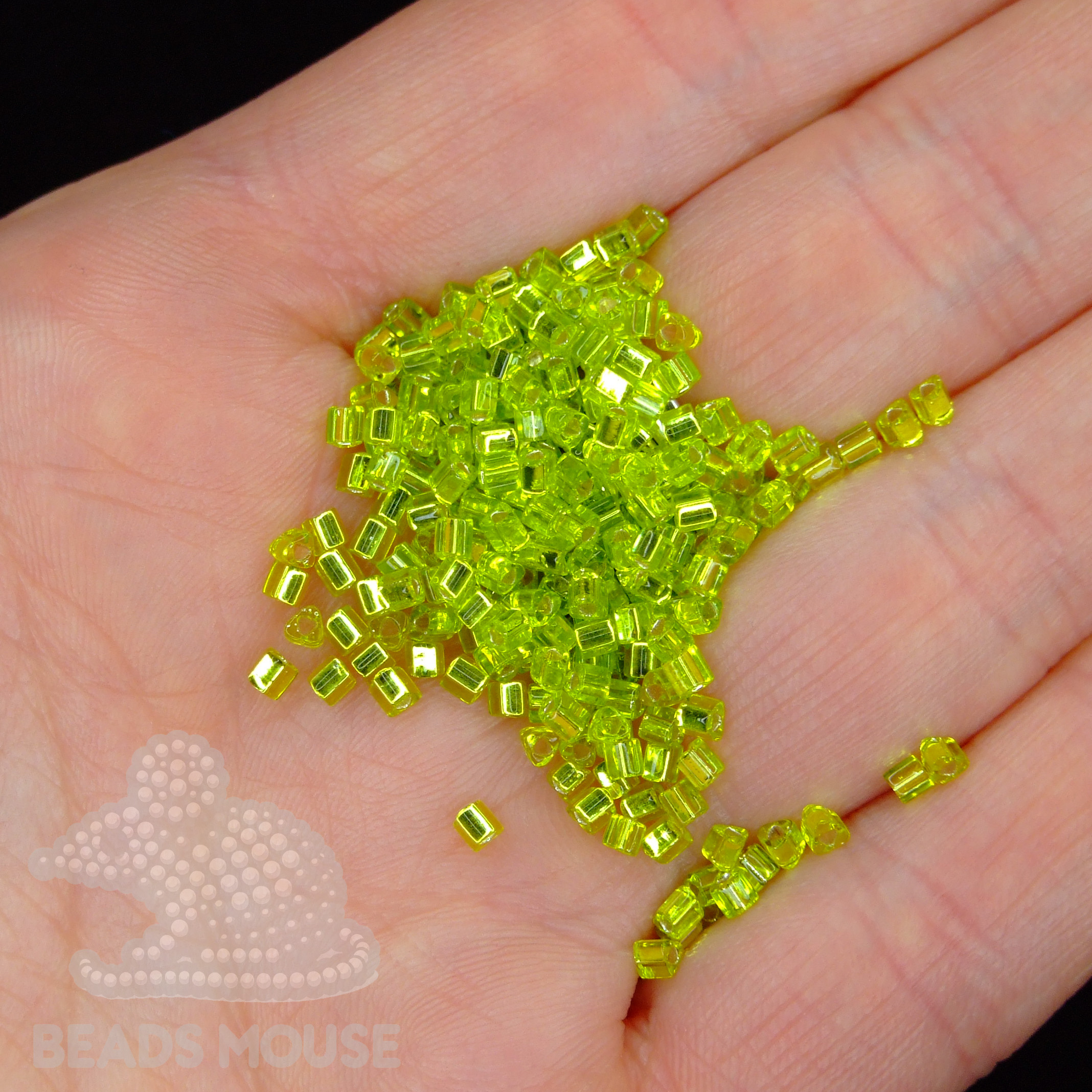 TOHO Triangle Beads 24 Lime Green beadsmouse.co.uk