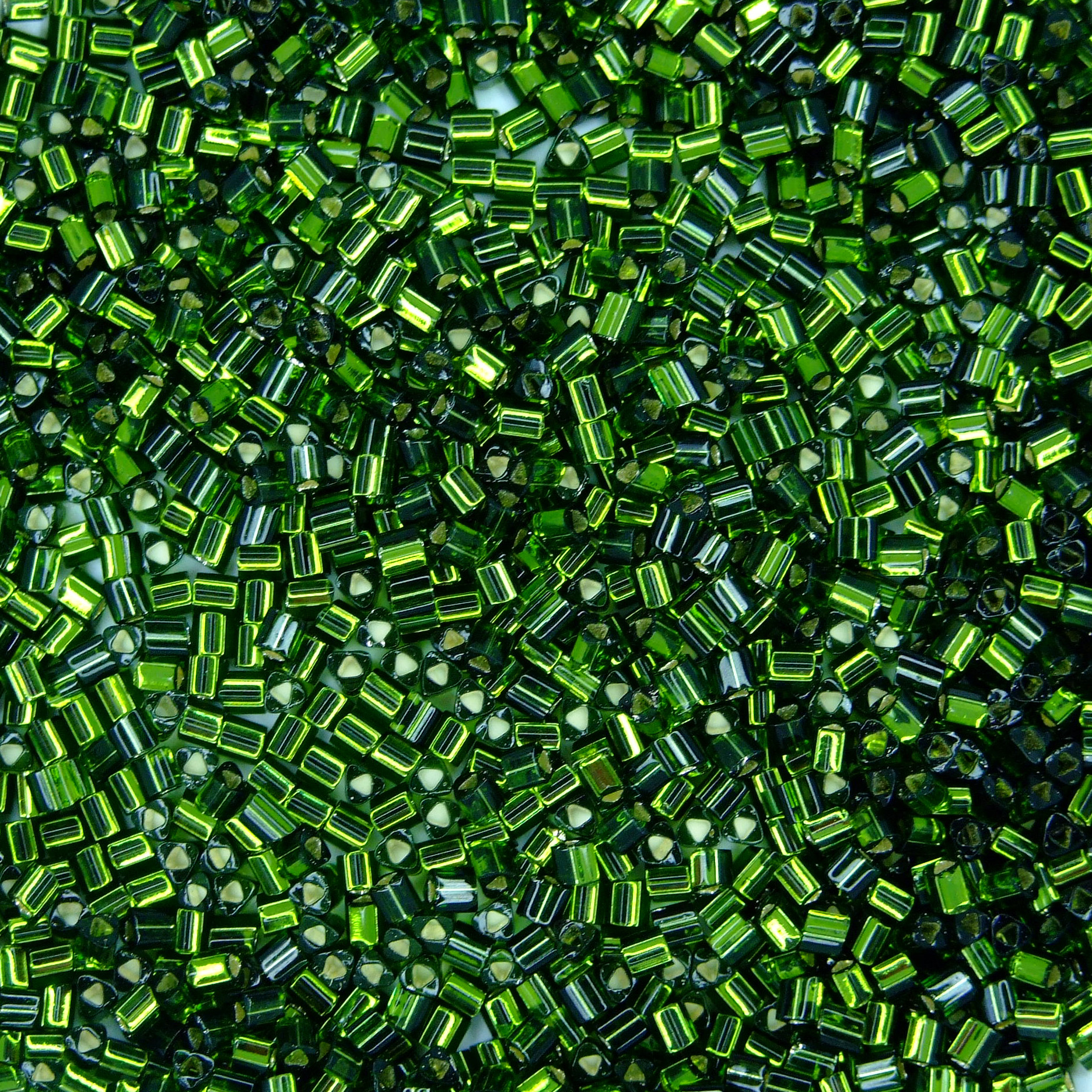 TOHO Triangle Beads 37 Silver Lined Olivine beadsmouse.co.uk