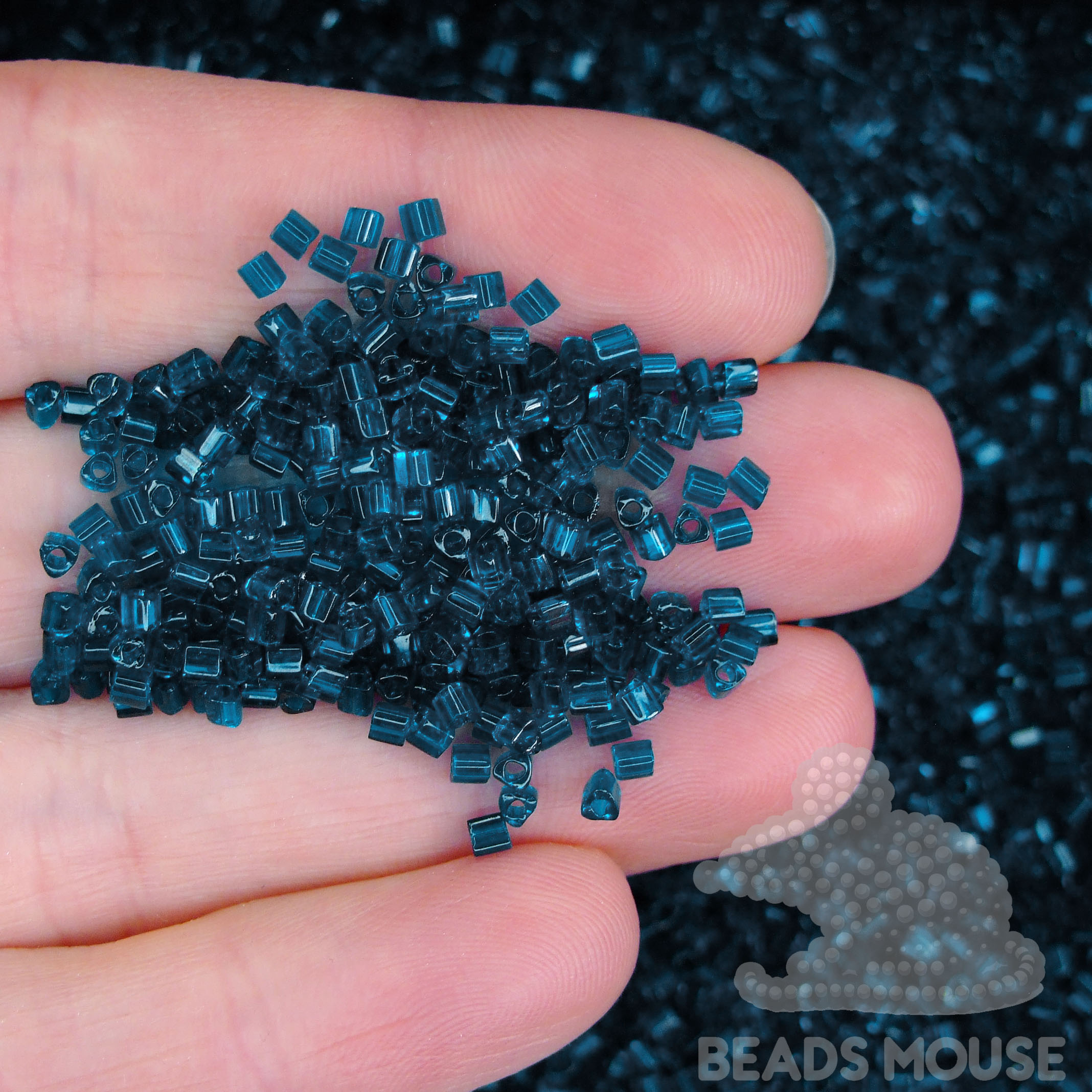 TOHO Triangle Beads 7BD Transparent Capri Blue beadsmouse.co.uk