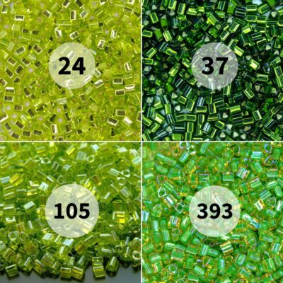 TOHO Triangle Beads Lime Green 4 Variants beadsmouse.co.uk