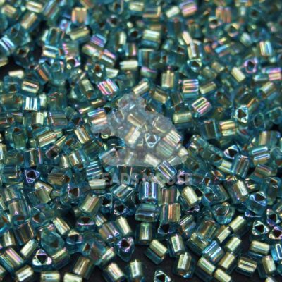 TOHO Triangle Seed Beads 995 Gold Lined Aqua Rainbow 01 beadsmouse.co.uk