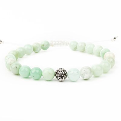 Tanzania Chrysoprase Bracelet Natural Gemstone Om Sterling Silver Bead 6-9'' Macrame With Box Michael's UK Jewellery
