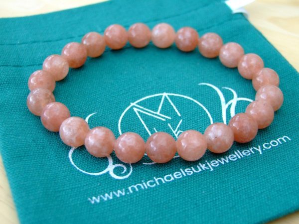 Tanzania Sunstone Natural Gemstone Bracelet 6-9'' Elasticated Michael's UK Jewellery