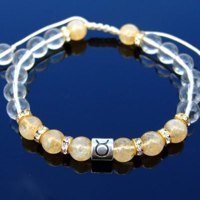 Taurus Citrine Quartz Birthstone Bracelet 6-9'' Macrame Michael's UK Jewellery