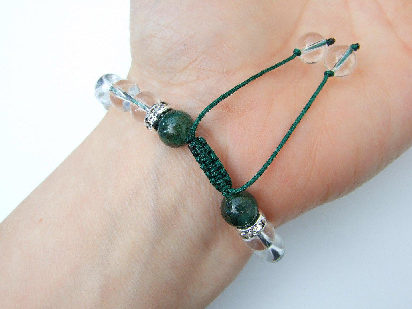 Taurus Emerald Quartz Birthstone Bracelet 6-9'' Macrame Michael's UK Jewellery