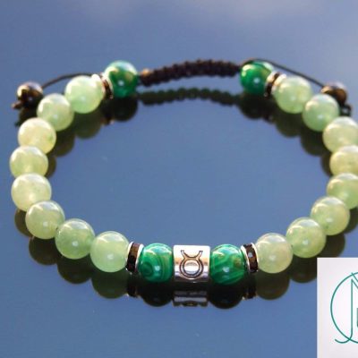 Taurus Malachite Aventurine Birthstone Bracelet 6-9'' Macrame Michael's UK Jewellery