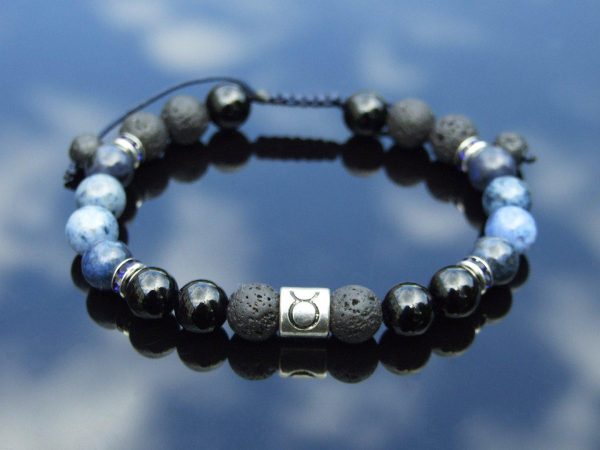 Taurus Tourmaline Dumortierite Birthstone Bracelet 6-9'' Macrame Michael's UK Jewellery