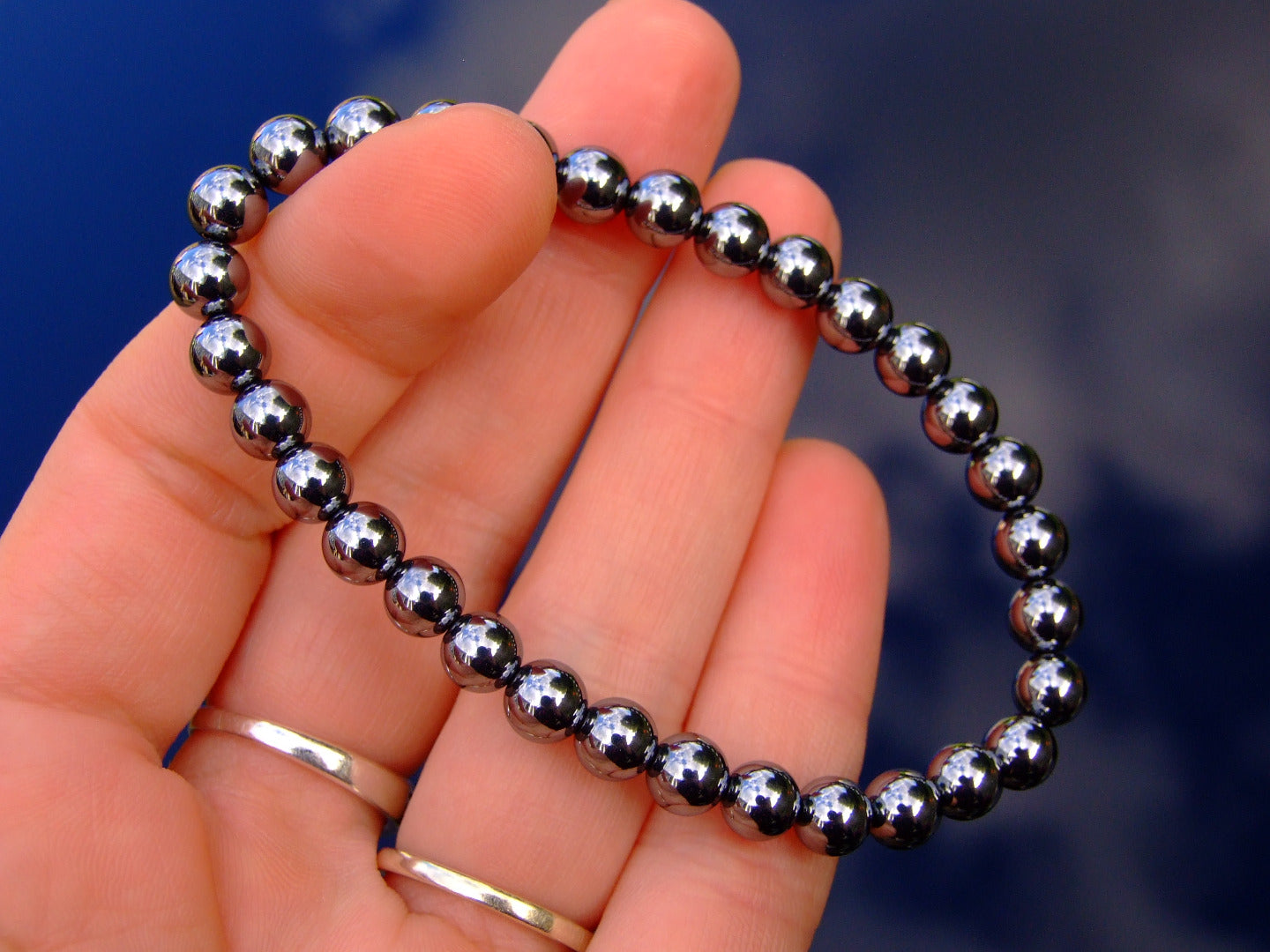 Terahertz 6mm Manmade Gemstone Bracelet 6-9'' Elasticated Michael's UK Jewellery