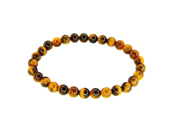 Tiger Eye Natural 6mm Gemstone Bracelet 6-9'' Elasticated Michael's UK Jewellery