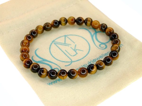 Tiger Eye Natural 6mm Gemstone Bracelet 6-9'' Elasticated Michael's UK Jewellery