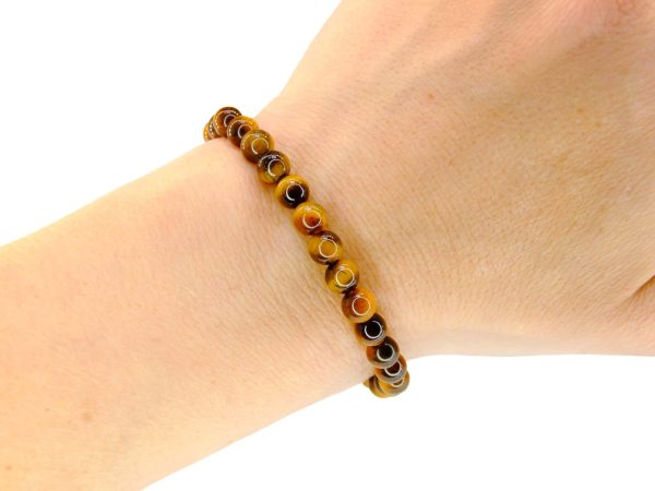 Tiger Eye Natural 6mm Gemstone Bracelet 6-9'' Elasticated Michael's UK Jewellery