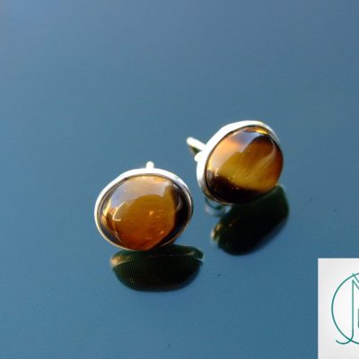 Tiger Eye Natural Gemstone 925 Sterling Silver Earrings Michael's UK Jewellery