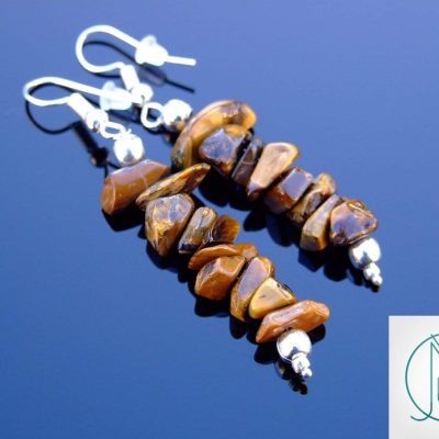 Tiger Eye Natural Gemstone Chip Drop Earrings Michael's UK Jewellery