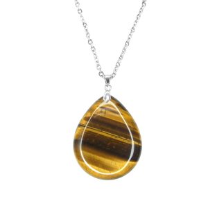 Gemstone Necklace Tiger Eye Tear Pendant Natural beads mouse