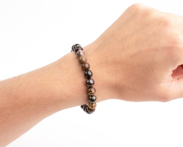 Tiger Iron Natural Gemstone Bracelet 6-9'' Elasticated Michael's UK Jewellery