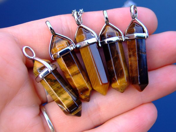 Tigers Eye Natural Crystal Point Pendant Gemstone Necklace Michael's UK Jewellery