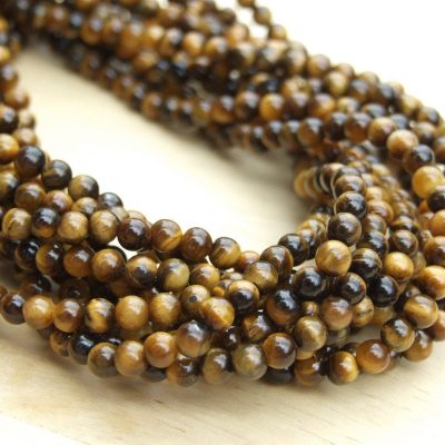 Tigers Eye Natural Gemstone Round Beads 4mm Michael's UK Jewellery