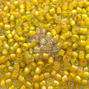 TOHO Seed Beads 302 Inside Color Jonquil Apricot Lined 6/0 beads mouse