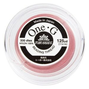 Toho One-G 0.2mm 125yd Beading Thread Pink beads mouse