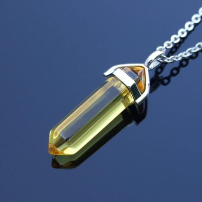 Gemstone Necklace Topaz Glass Point Pendant beads mouse