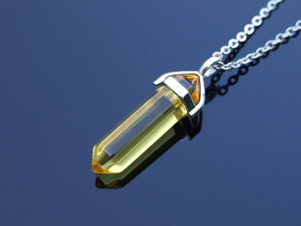 Gemstone Necklace Topaz Glass Point Pendant beads mouse