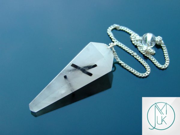 Tourmalated Quartz Pendulum Natural Gemstone for Dowsing Scrying Divination Meditation Michael's UK Jewellery