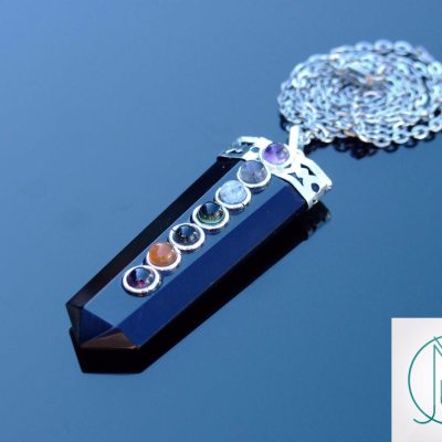 Tourmaline 7 Chakra Natural Gemstone Pendant Necklace 50cm Michael's UK Jewellery