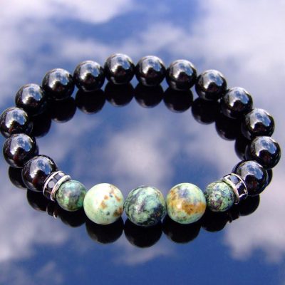Tourmaline African Turquoise 10mm Natural Gemstone Bracelet 6-9'' Elasticated Michael's UK Jewellery