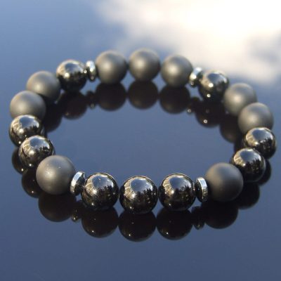 Tourmaline/Onyx Natural Gemstone Bracelet 7-7.5'' Elasticated Michael's UK Jewellery