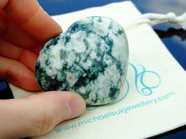 Tree Agate Carved Heart Natural Gemstone Michael's UK Jewellery