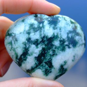 Tree Agate Carved Heart Natural Gemstone Michael's UK Jewellery
