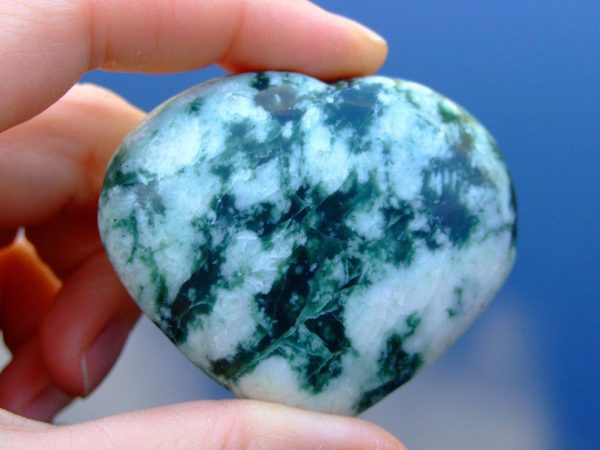 Tree Agate Carved Heart Natural Gemstone Michael's UK Jewellery